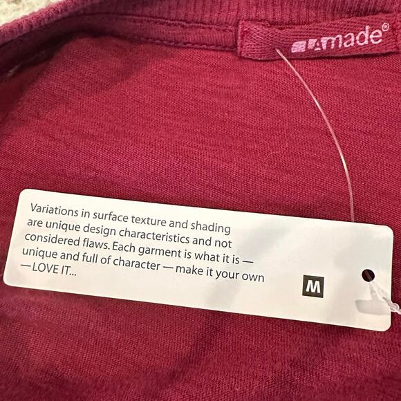 Revolve LA Made Womens Medium Slub Jersey Top Burgundy V Neck Thumbholes NWT - Picture 6 of 9